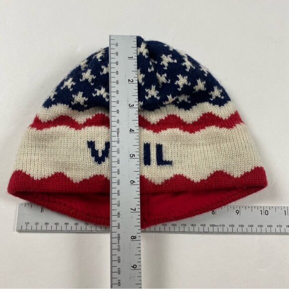 Vintage Vermont Originals USA Wool Ski Cap Beanie Hat Vail Colorado US Flag - Picture 5 of 5